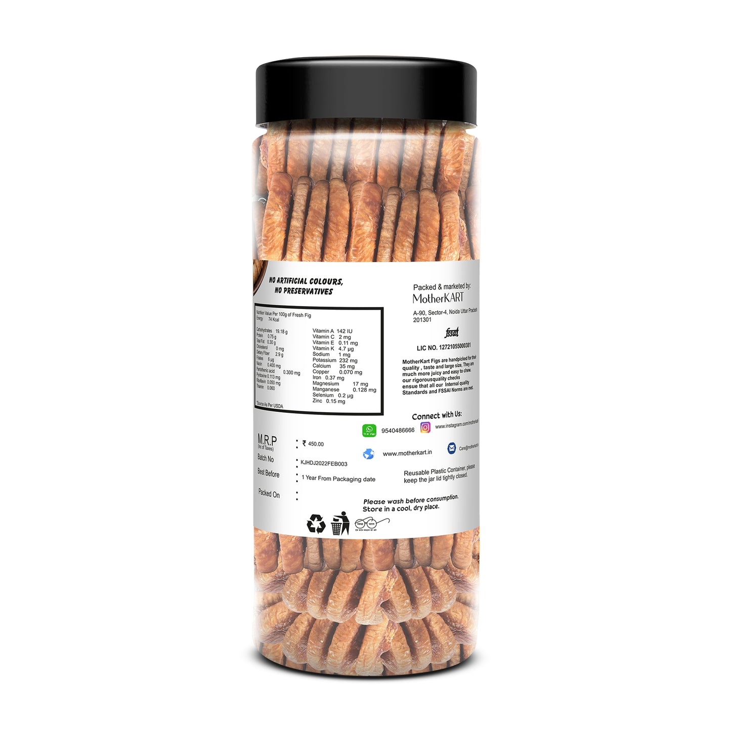 Motherkart Jumbo Anjeer (Dried Figs), 200 GM. Large and soft