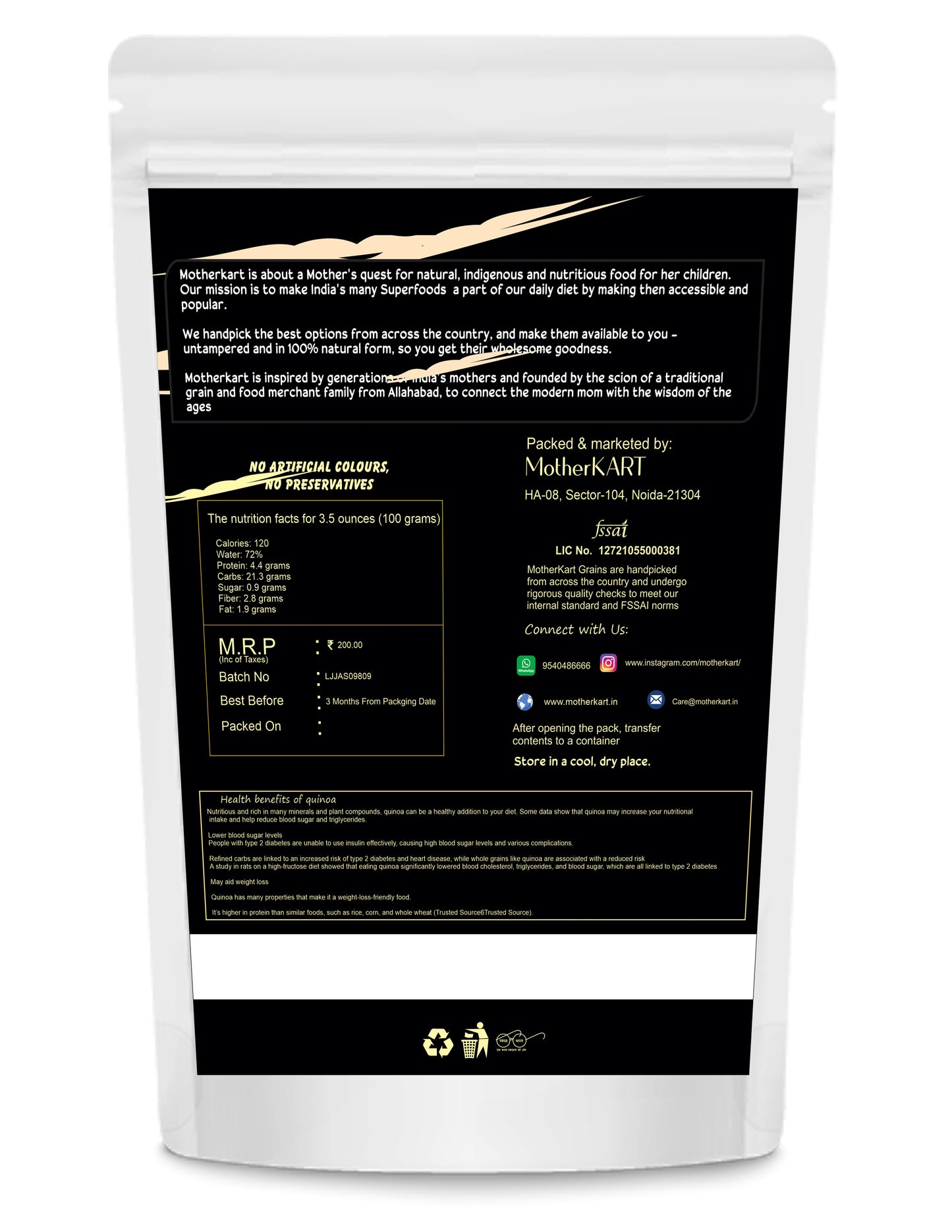Motherkart Quinoa Atta 400 Gm Pack