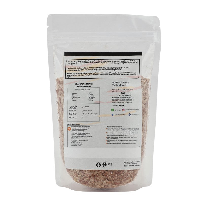 Motherkart Red Rice Poha (Brown rice flakes) 500 grams