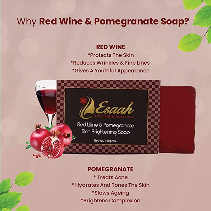 Handmade Organic Skin Brightening soap with Red Wine & Pomegranate I Prevents Acne I 100gms