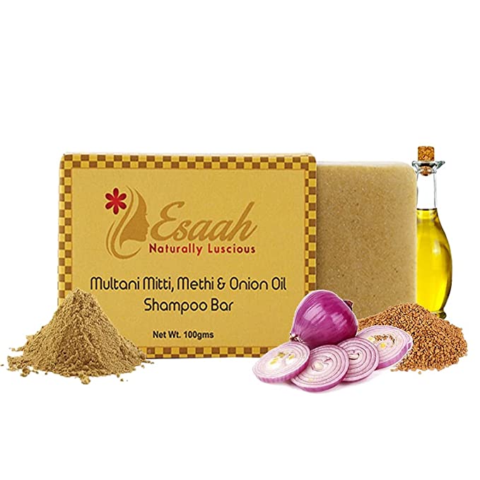 Handmade Organic Shampoo Bar with Multani Mitti, Methi & Onion Oil I Promotes hair growth and reduces hair fall I 100gm