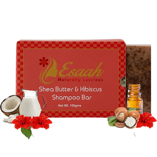 Handmade Natural Shampoo Bar with Shea Butter & Hibiscus | 100gm | by Esaah