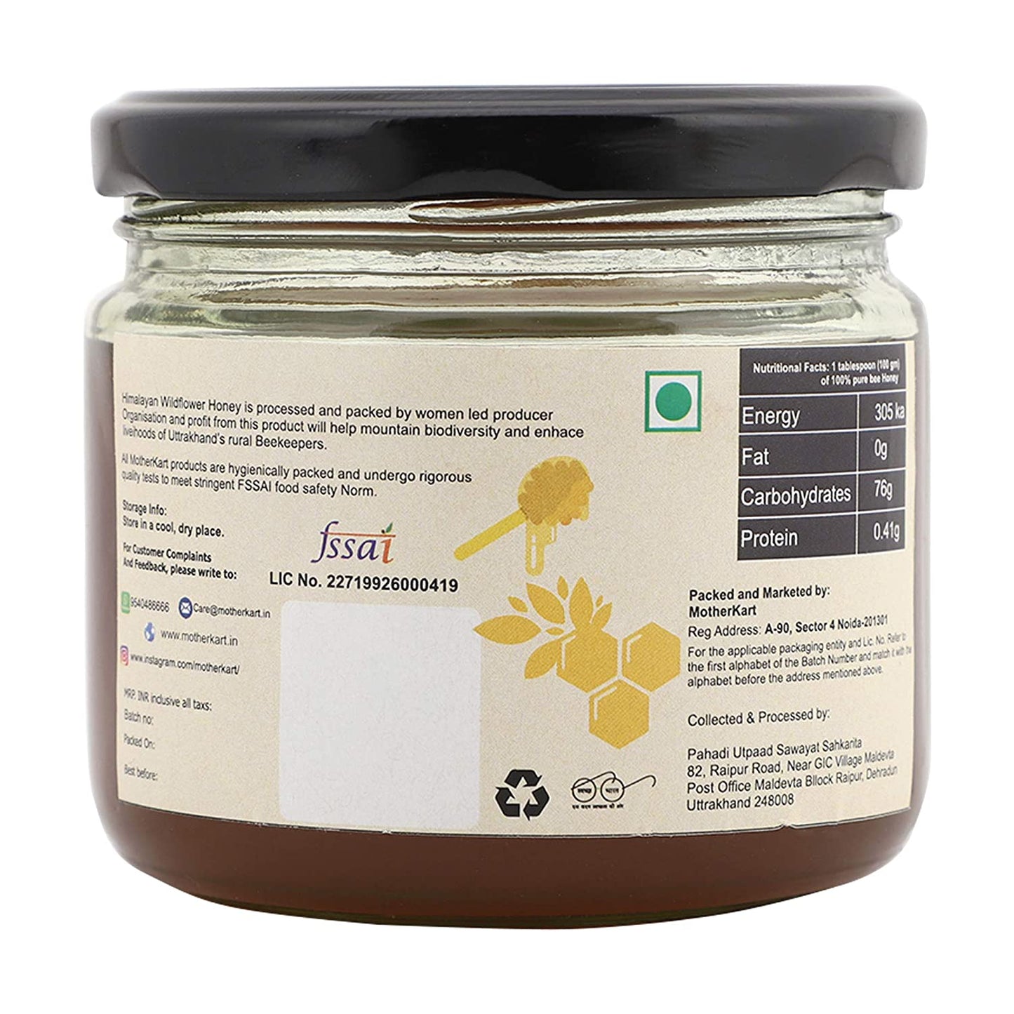 Motherkart Pure Natural Hive Honey 400 gm (100% Raw)