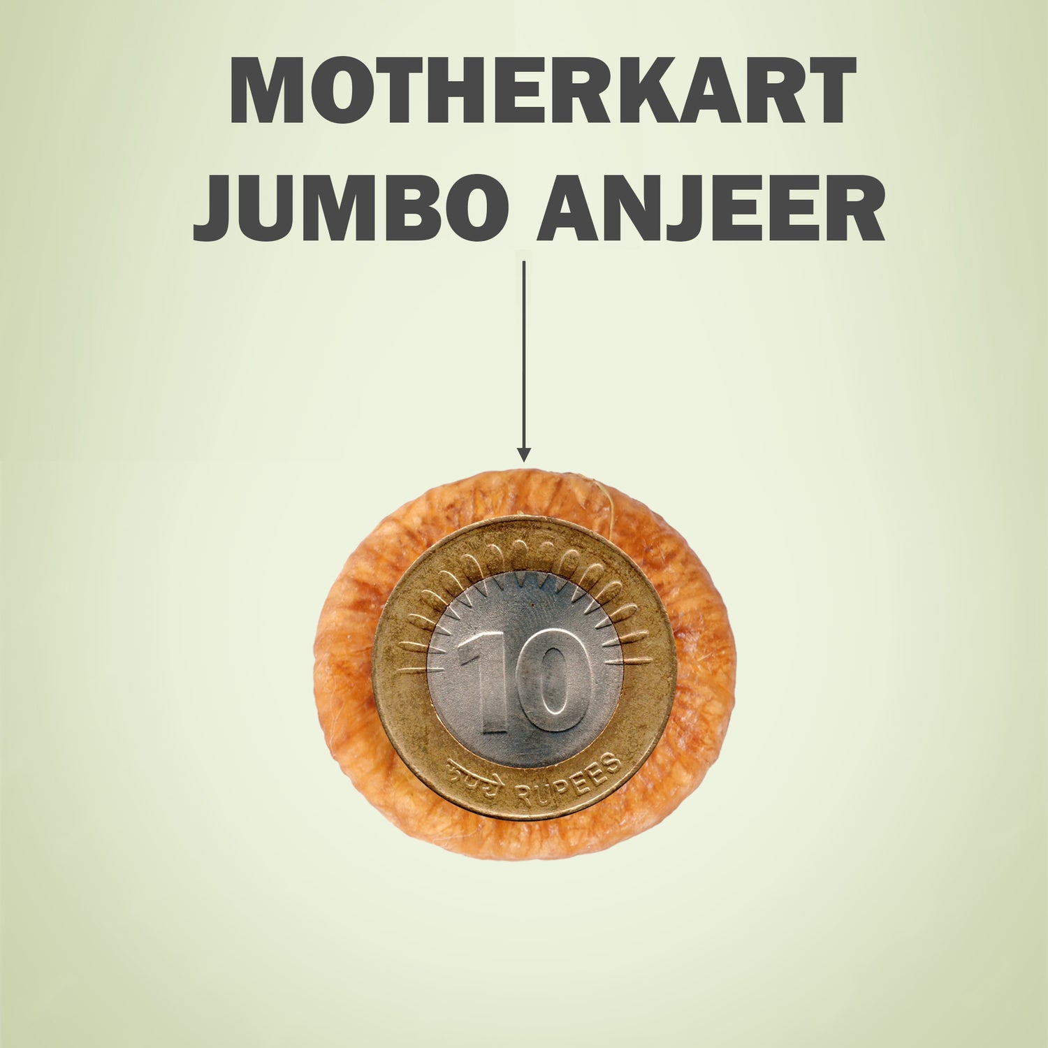 motherkart dried anjeer compared with 10 rupee coin to show its size