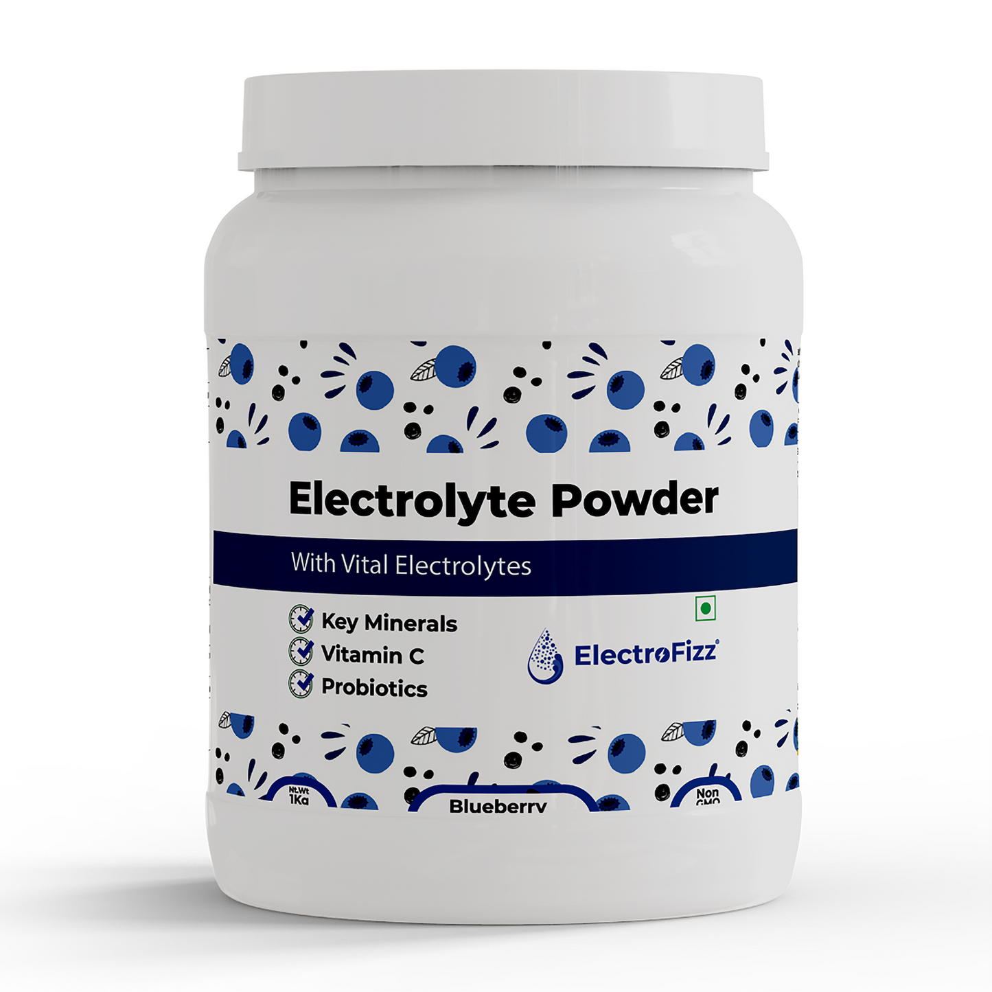 ElectroFizz Instant Hydration Energy Drink Powder for Workout for Men and Women- Electrolytes, Vitamin C, Probiotics - 1 Kg Jar Pack