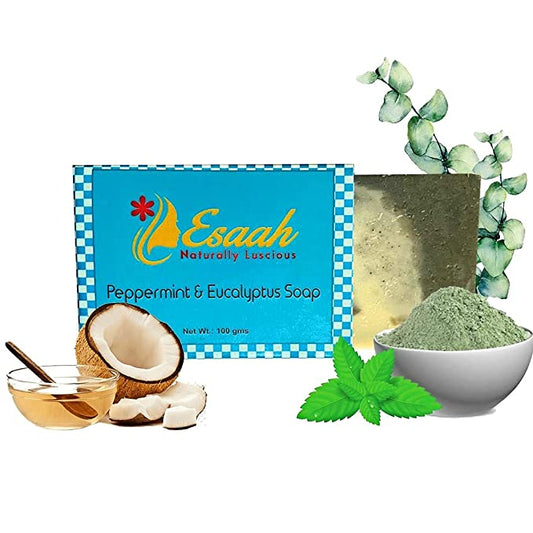 Handmade Organic Bathing Soap I Enriched with Peppermint and French Green Clay I Reduces blemishes I 100gms