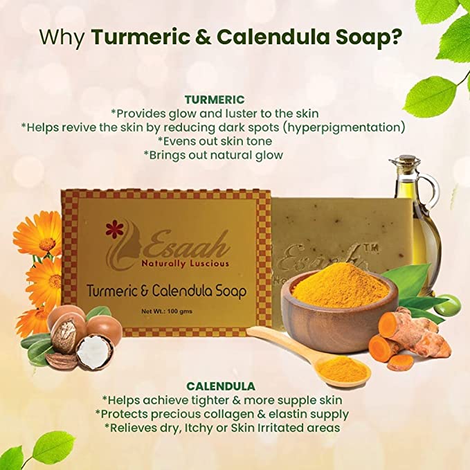 Handmade Bathing Soap with Turmeric & Calendula I For Radiant and Glowing Skin I 100gm