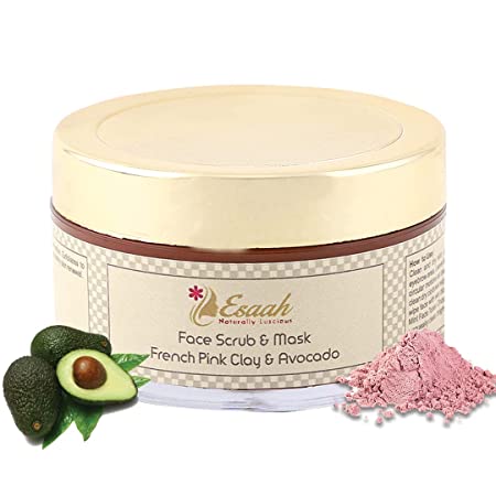 Handmade Organic French Pink Clay & Avocado Face Scrub & Mask I Reduces Oil and Prevents Acne I 50gms