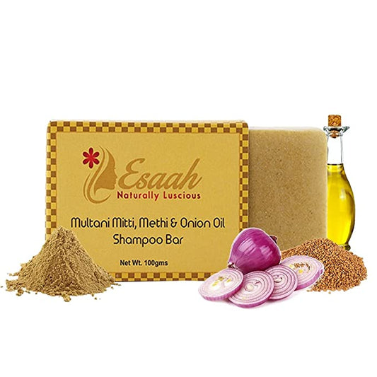Handmade Organic Shampoo Bar with Multani Mitti, Methi & Onion Oil I Promotes hair growth and reduces hair fall I 100gm