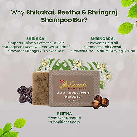 Handmade Organic Shampoo Bar with Shikakai Reetha & Bhringraj I 100gm I Men & Women