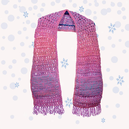 Pink Gradient Crocheted Unisex Muffler