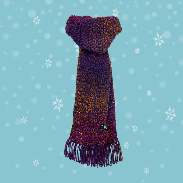 Purple Multicolor Crocheted Unisex Muffler