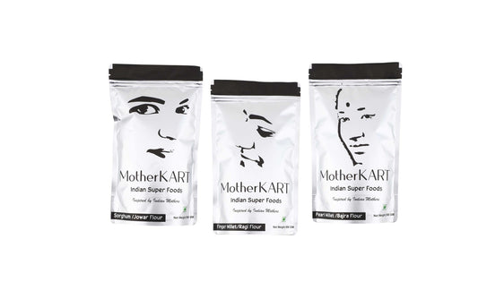 MotherKart Multigrain Atta Combo -Jowar+ Ragi + Bajra) Flour 1+1+1= 3KG) pack